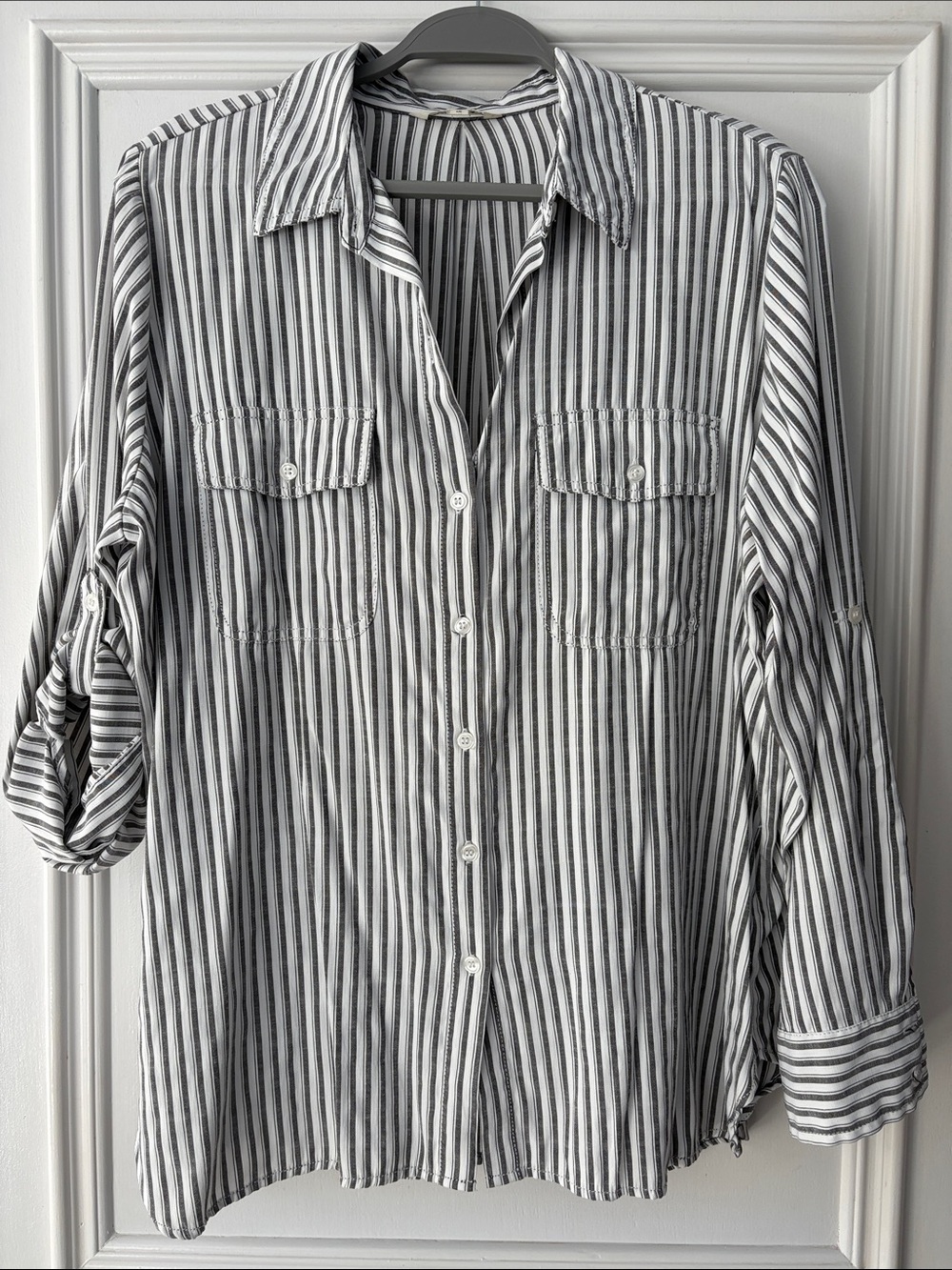 Plus Size Max Studio Black & White Striped Blouse
